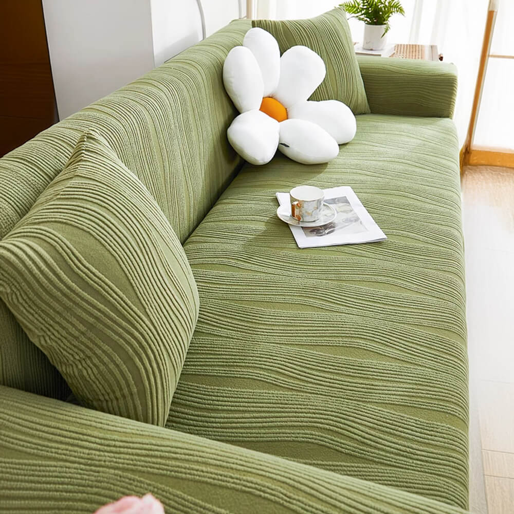 Couch Cover | Jacquard Fabric | Textured Ribbed Pattern | Pet-Friendly Living Room