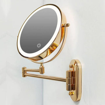Rechargeable LED Wall-Mounted Vanity Mirror with Magnification & Touch Control