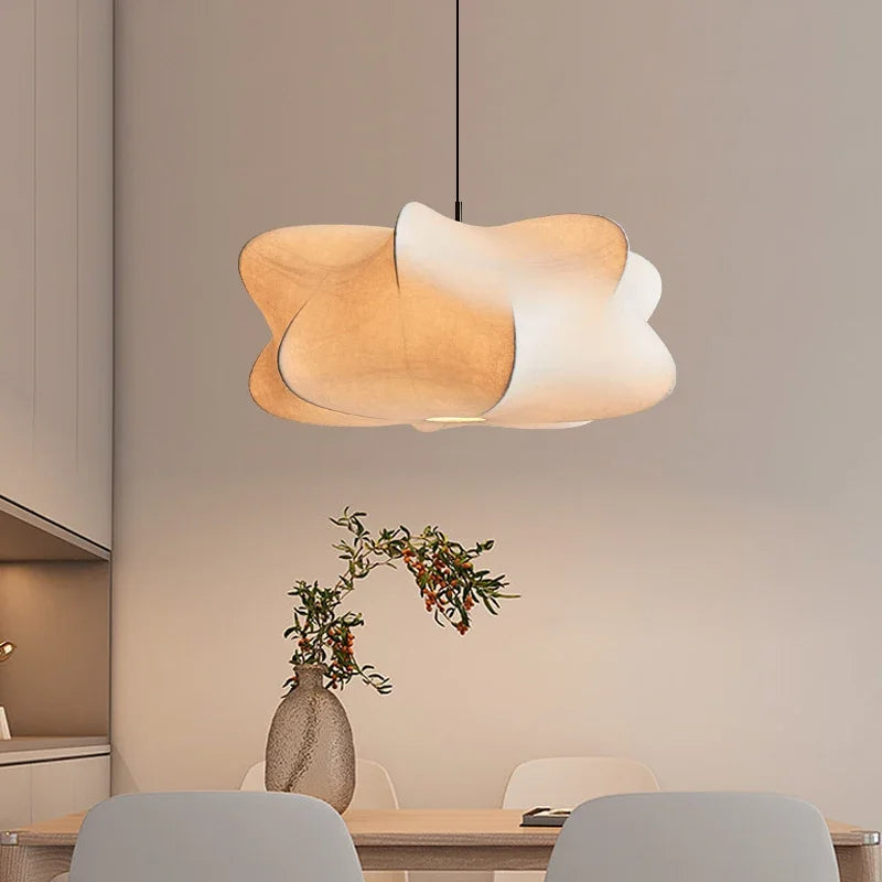 Japanese Wabi Sabi Silk Pendant Lamp - Minimalist Organic Design