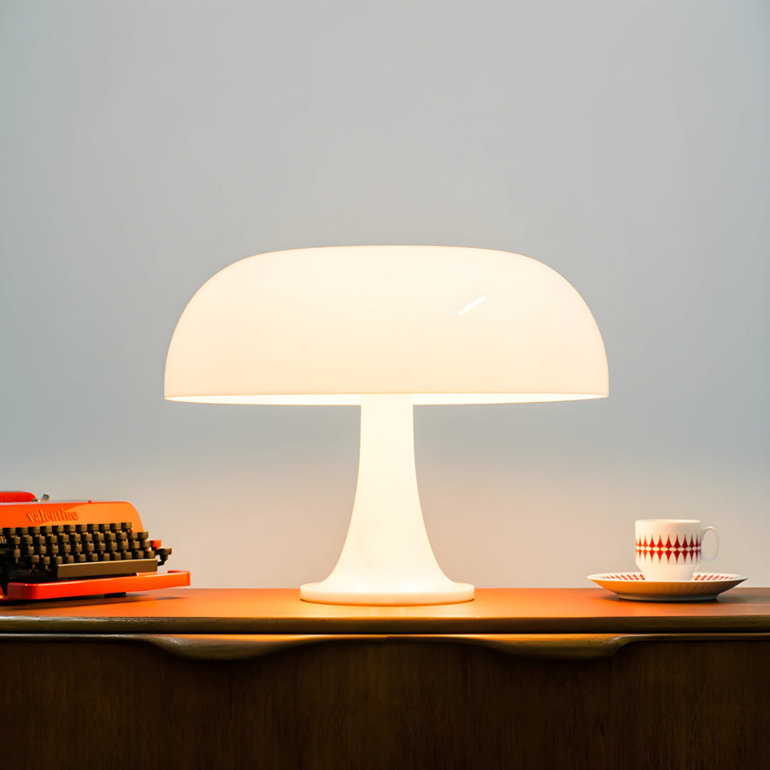 Table Lamp | Glossy Plastic | Mushroom Shape Bauhaus Style | Living Room Accent