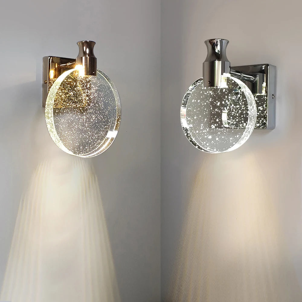 Modern Circular LED Wall Sconce – Minimalist Glass & Metal Accent Light