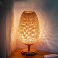 Table Lamp | Bamboo & Wood | Woven Shade | Cozy Living Room Accent