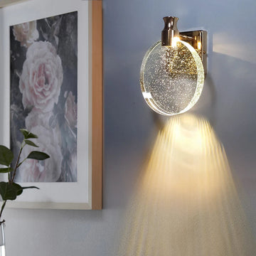 Modern Circular LED Wall Sconce – Minimalist Glass & Metal Accent Light