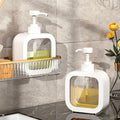Soap Dispenser | Matte Ceramic & Clear Glass | Geometric Square Shape | Bathroom Accessory
