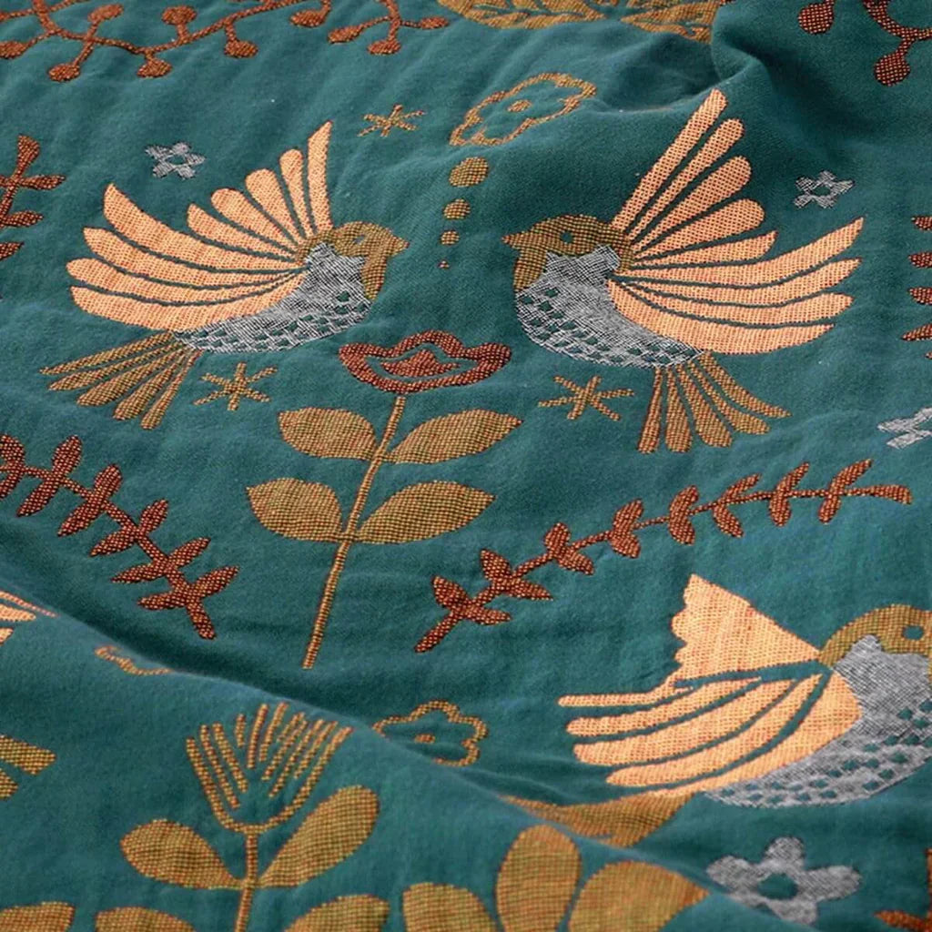 Reversible Scandinavian Bohemian Throw Blanket with Fringe Detailing