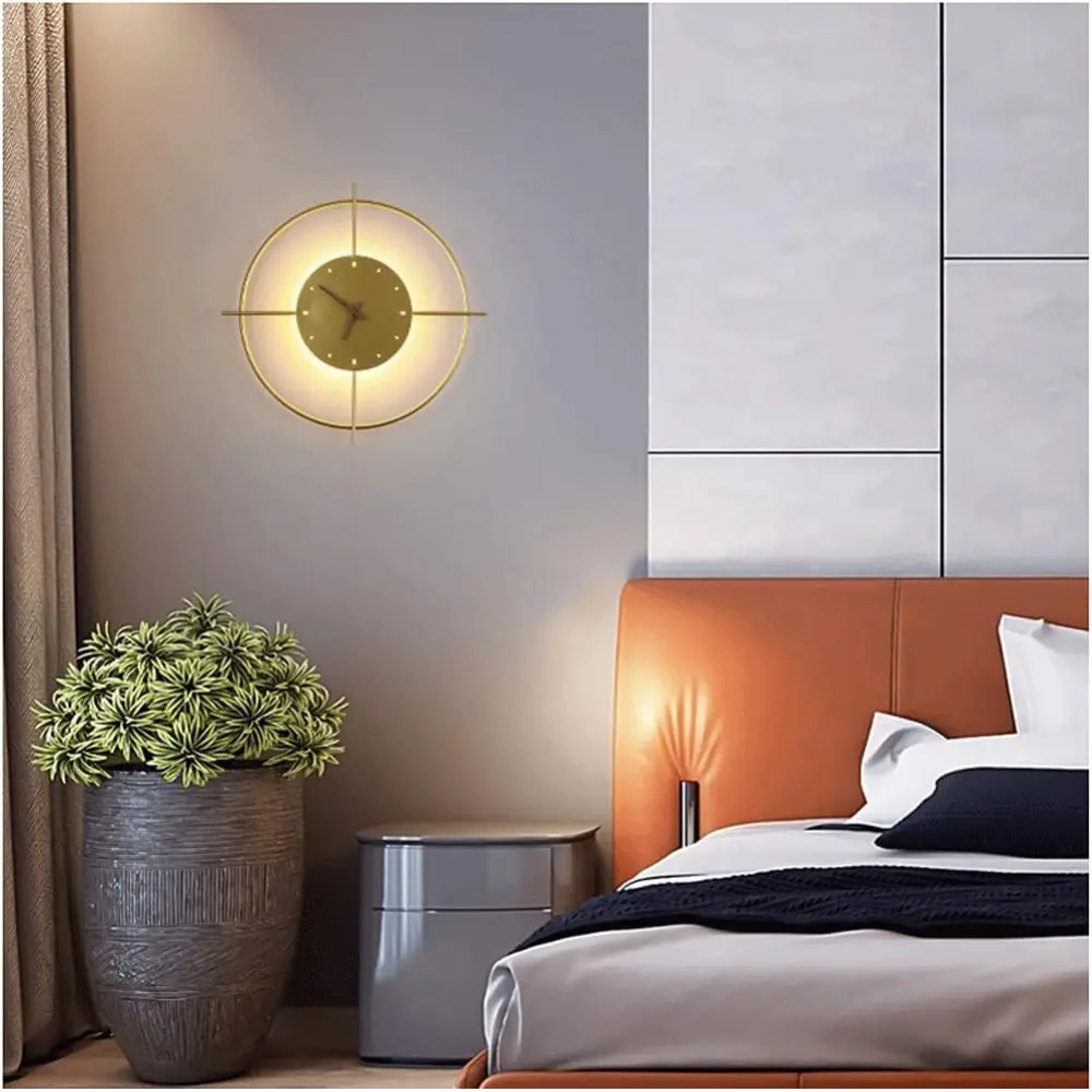 Modern Circular Wall Clock Light – Minimalist Metal Frame with Artistic Design