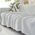 Blanket | Chenille | Herringbone Pattern & Tassel Edges | Living Room Accent