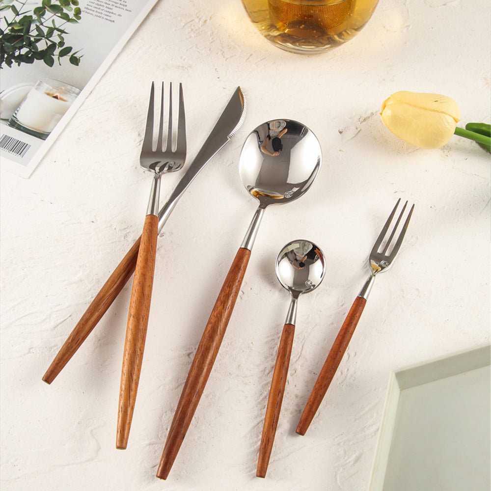 Cutlery Set | Stainless Steel & Rosewood | Polished Finish | Sophisticated Dining