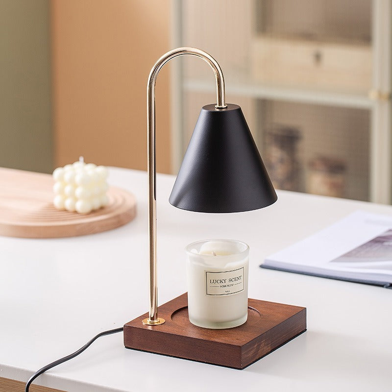 Table Lamp | Wood & Metal | Conical Shade, Solid Wood Base | Living Room Accent