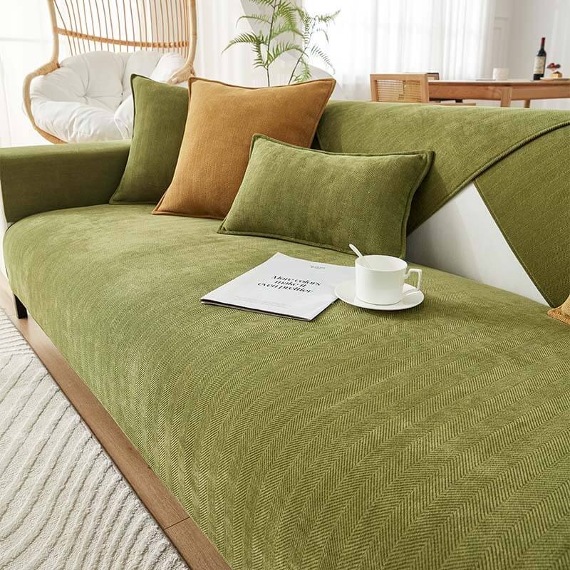 Couch Cover | Chenille Fabric | Herringbone Pattern & Waterproof | Living Room