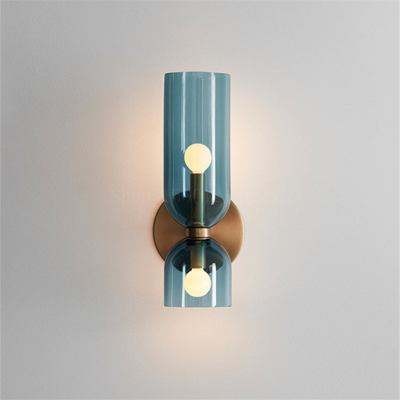 Modern Double Glass Wall Sconce – Minimalist Hardwired LED Light for Bedroom & Lounge
