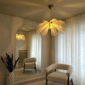 Pendant Light | Linen Fabric & Brushed Metal | Petal-Like Fabric Design | Living Room Accent