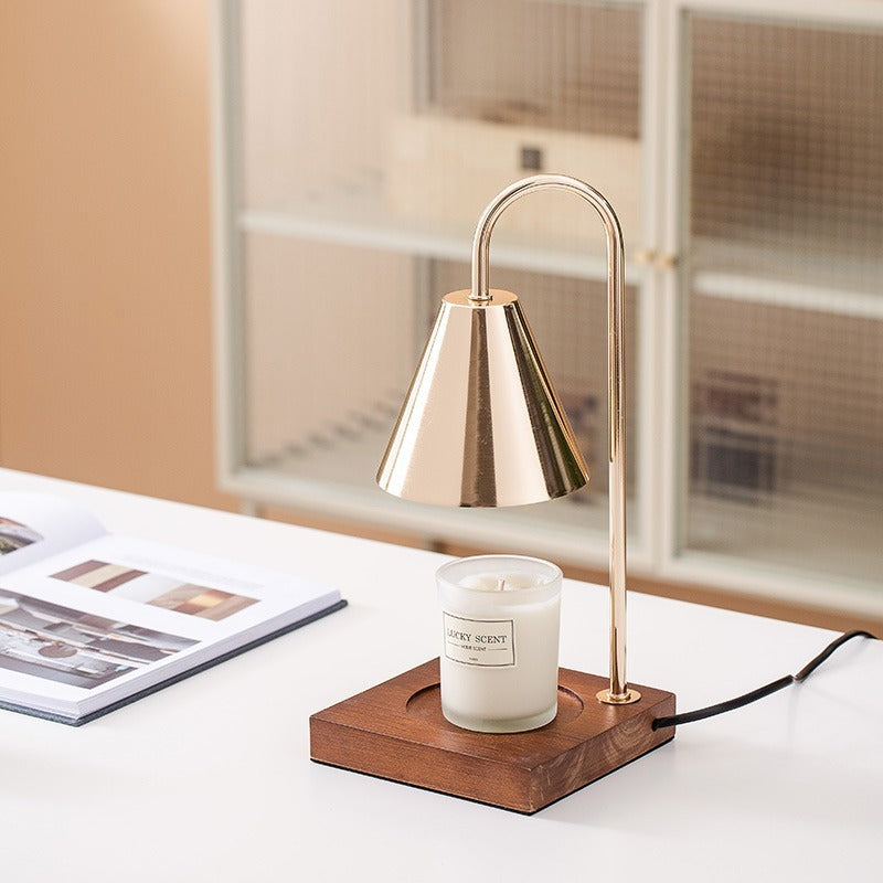 Table Lamp | Wood & Metal | Conical Shade, Solid Wood Base | Living Room Accent