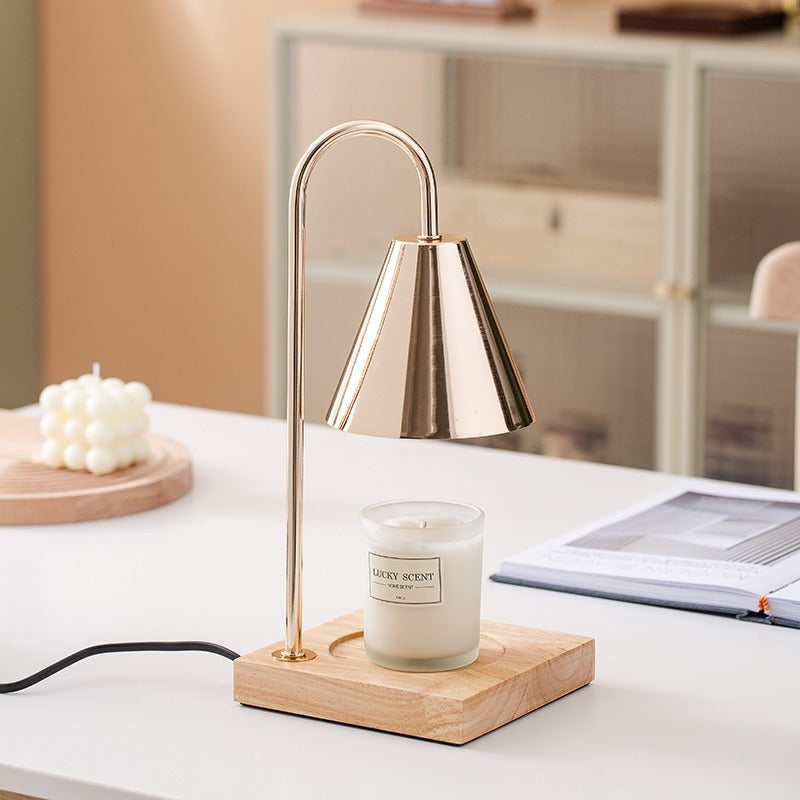 Table Lamp | Wood & Metal | Conical Shade, Solid Wood Base | Living Room Accent
