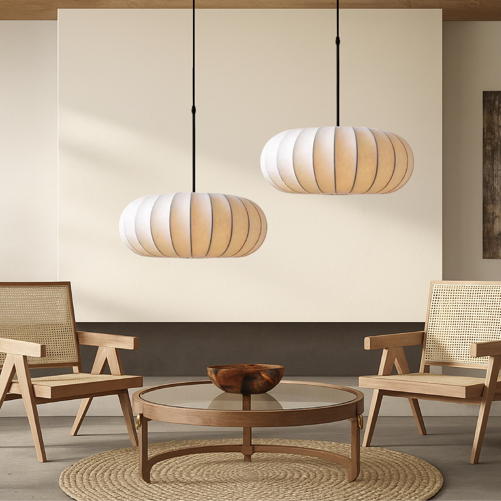 Pendant Lamp | Silk & Metal | Soft Ambient Lighting | Living Room Accent