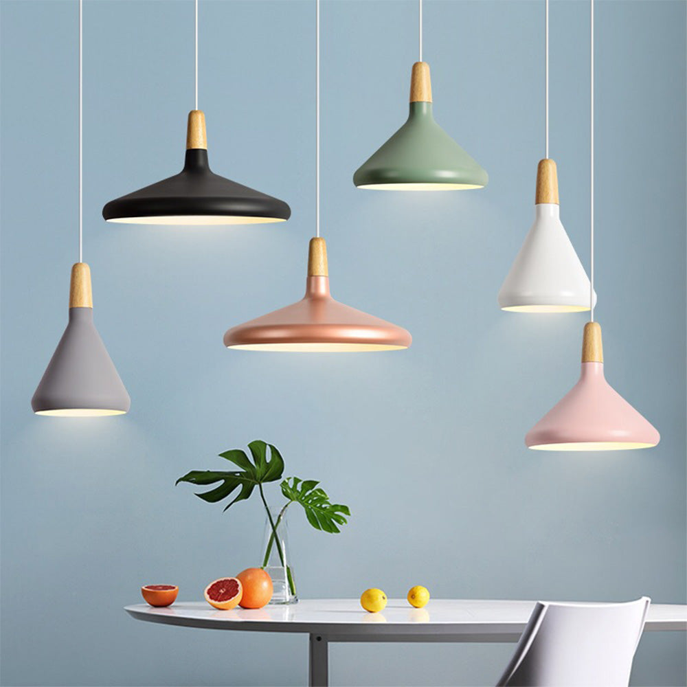 Modern Minimalist Pendant Light with Wood and Metal Contrast