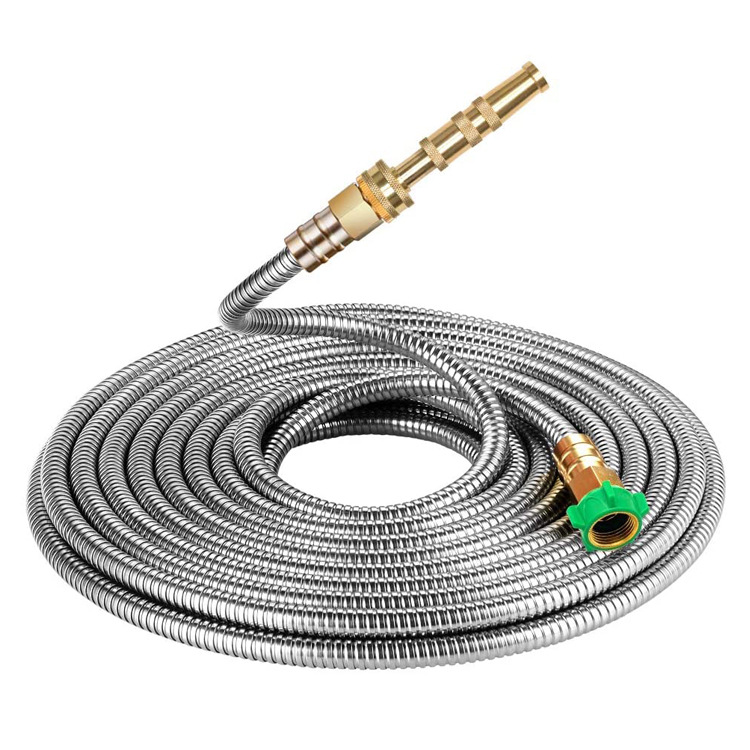 Stainless Steel Kink-Proof Garden Hose with Adjustable Nozzle