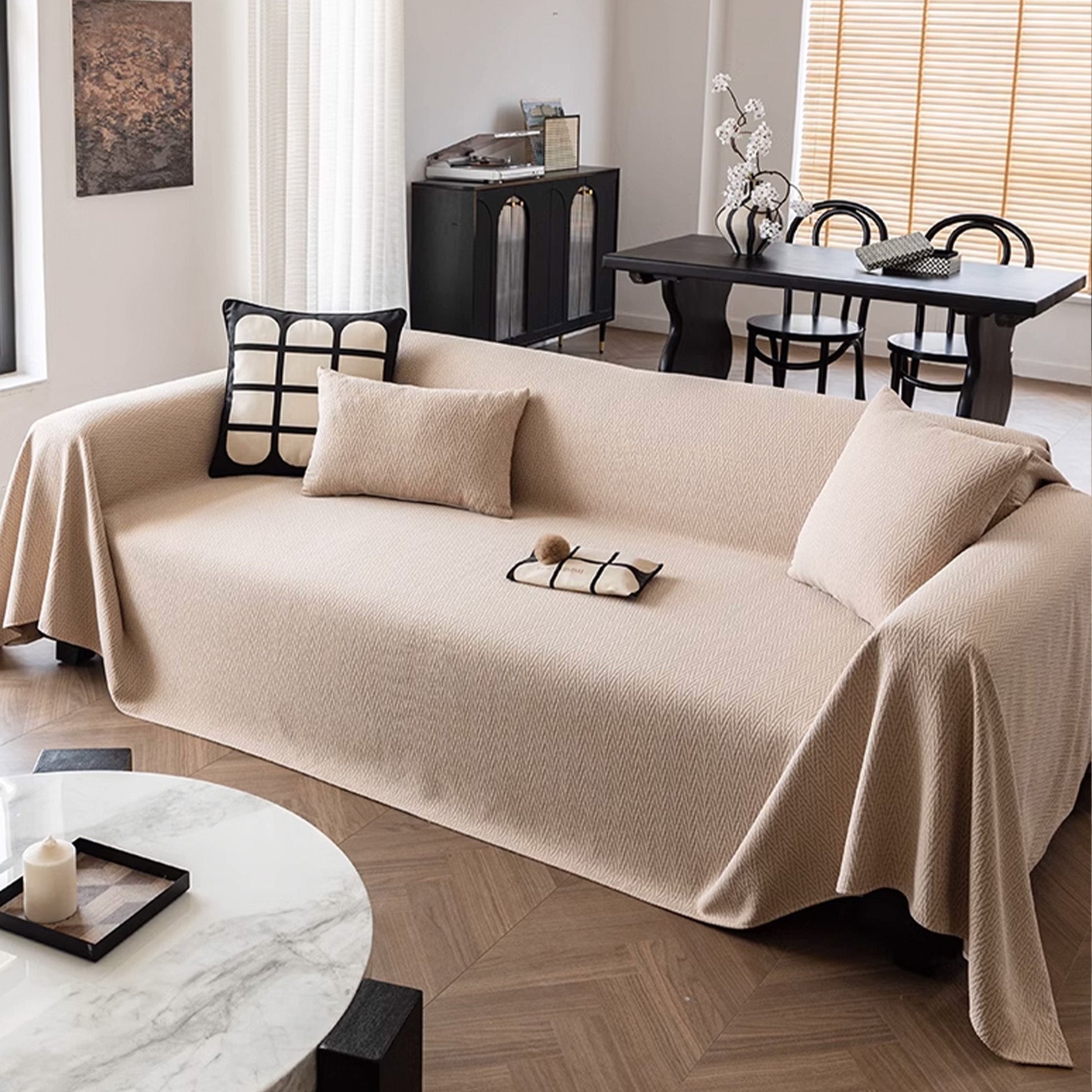 Sofa Cover | Cotton | Textured Pattern & Durable Fabric | Living Room Enhancement