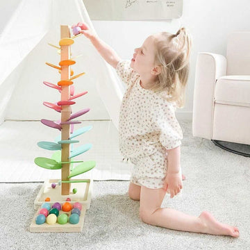 Wooden Marble Run Tower – Enhances Creativity & Fine Motor Skills