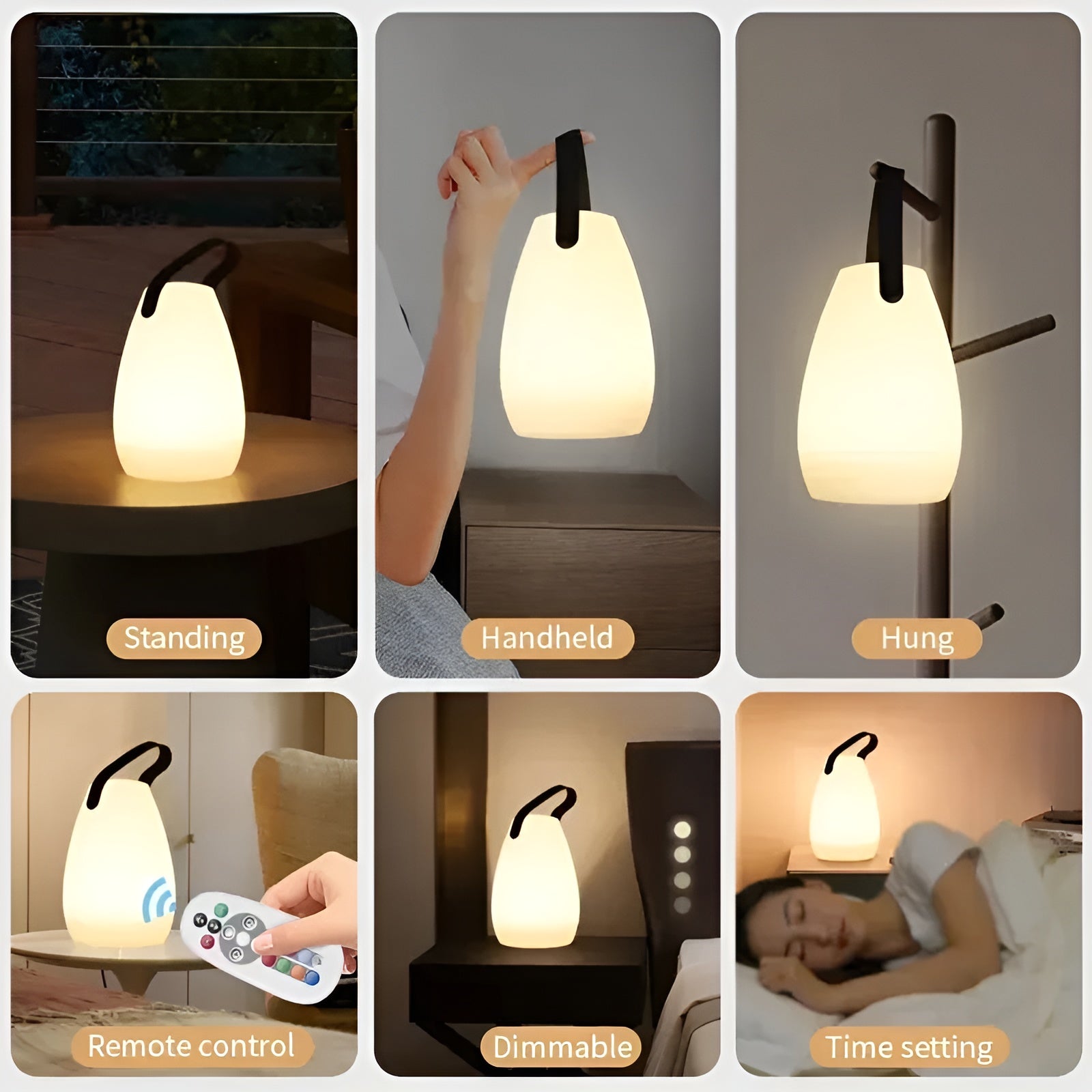 Table Lamp | Frosted Glass & Brushed Metal | Wireless Dimmable LED | Indoor Outdoor Ambient Lighting