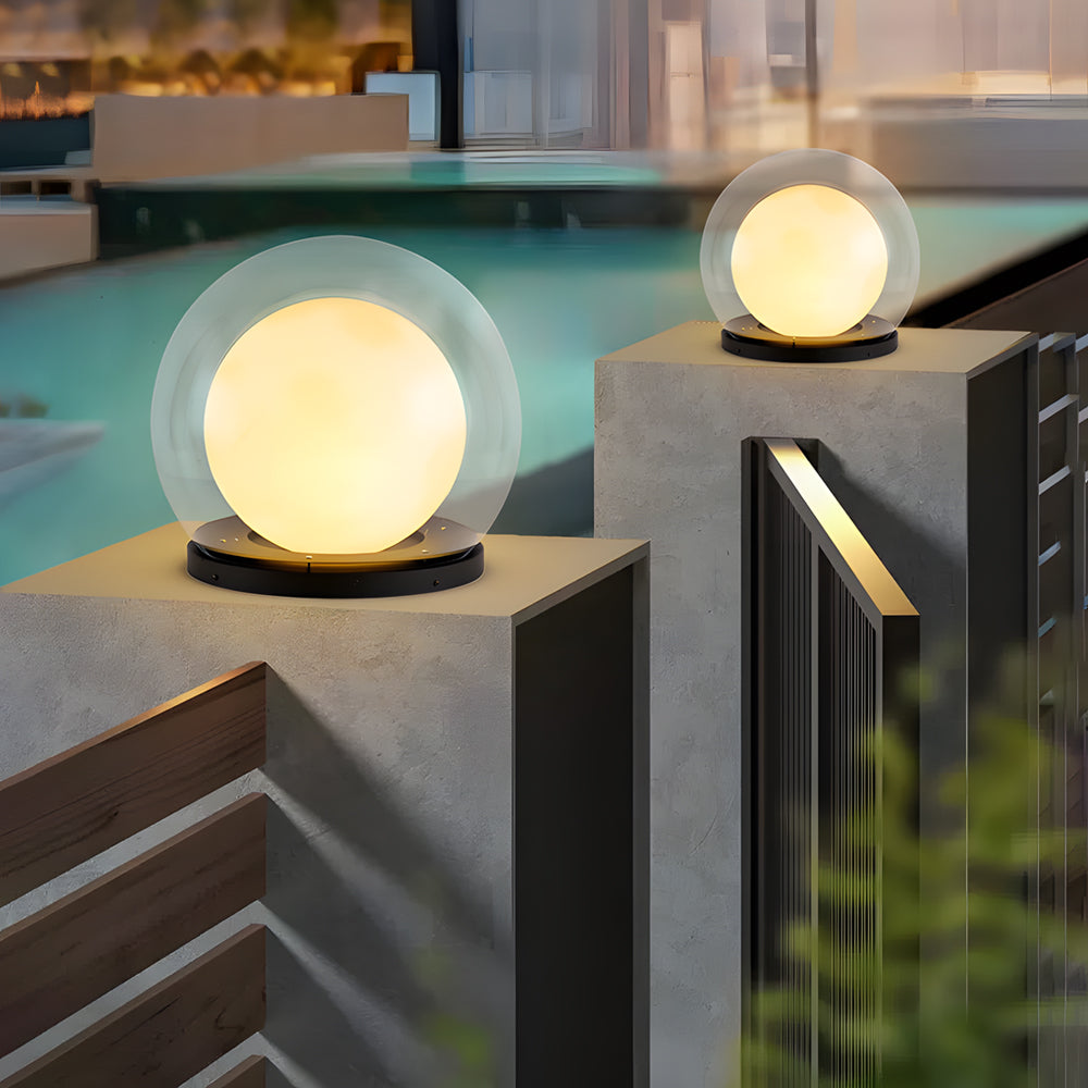 Contemporary Solar Garden Globe Lamp - Weatherproof Dual-Layer Moonlight Design