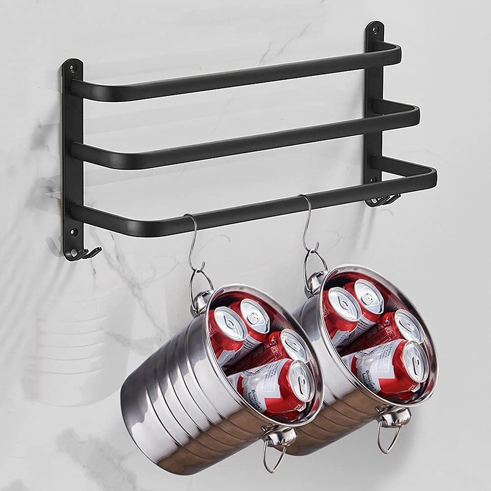 Wall-Mounted Modern Towel Rack with Swivel Arms and Hooks - DrySpace