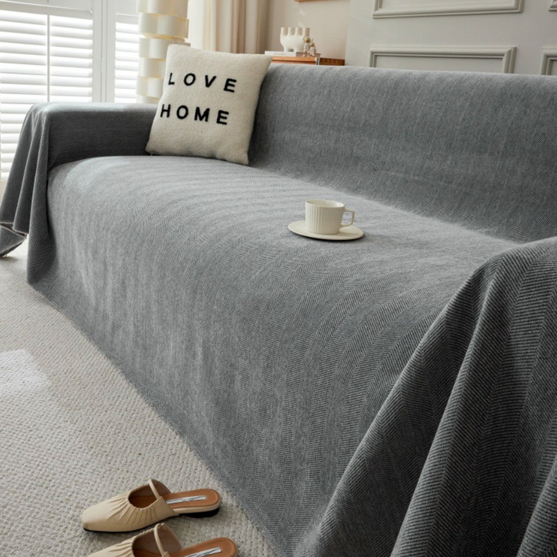 Sofa Cover | Microfiber | Herringbone Pattern | Living Room Protector
