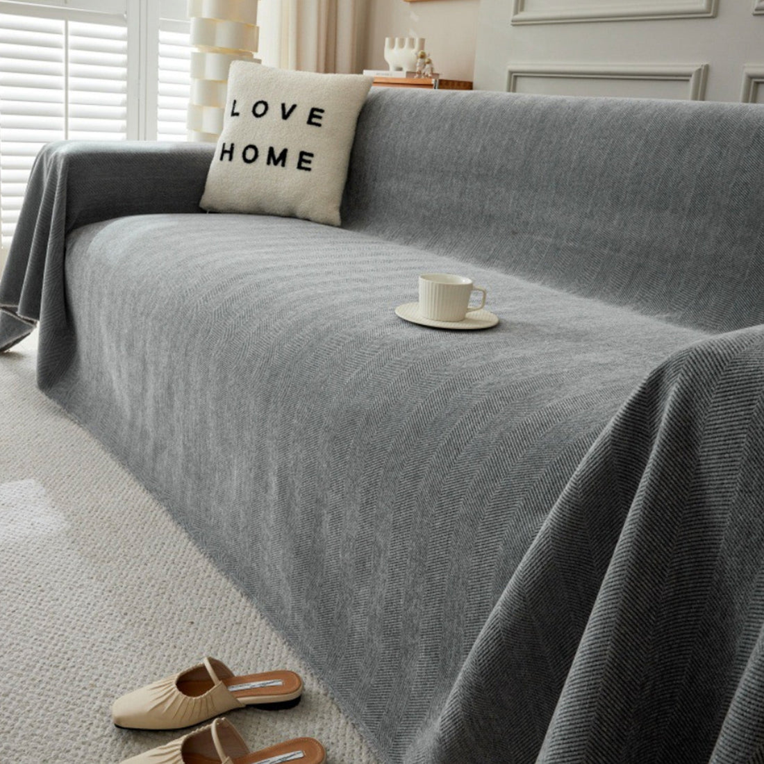 Sofa Cover | Microfiber | Herringbone Pattern | Living Room Protector