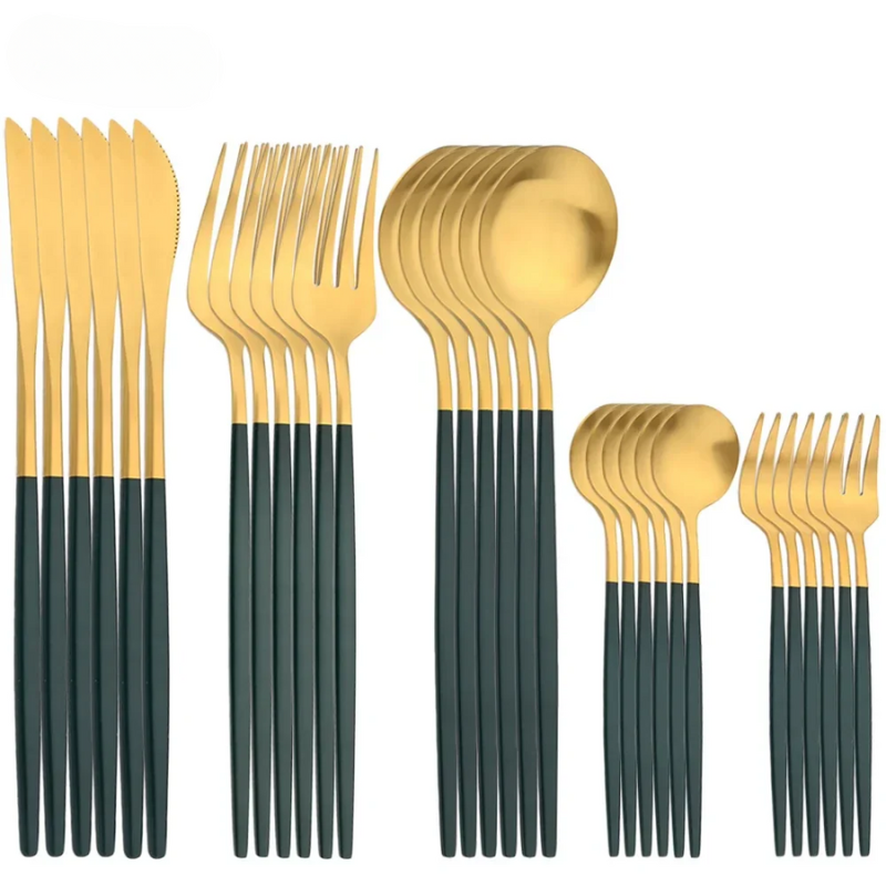 Cutlery Set | Stainless Steel | Gold Finish & Sleek Handles | Upscale Dining