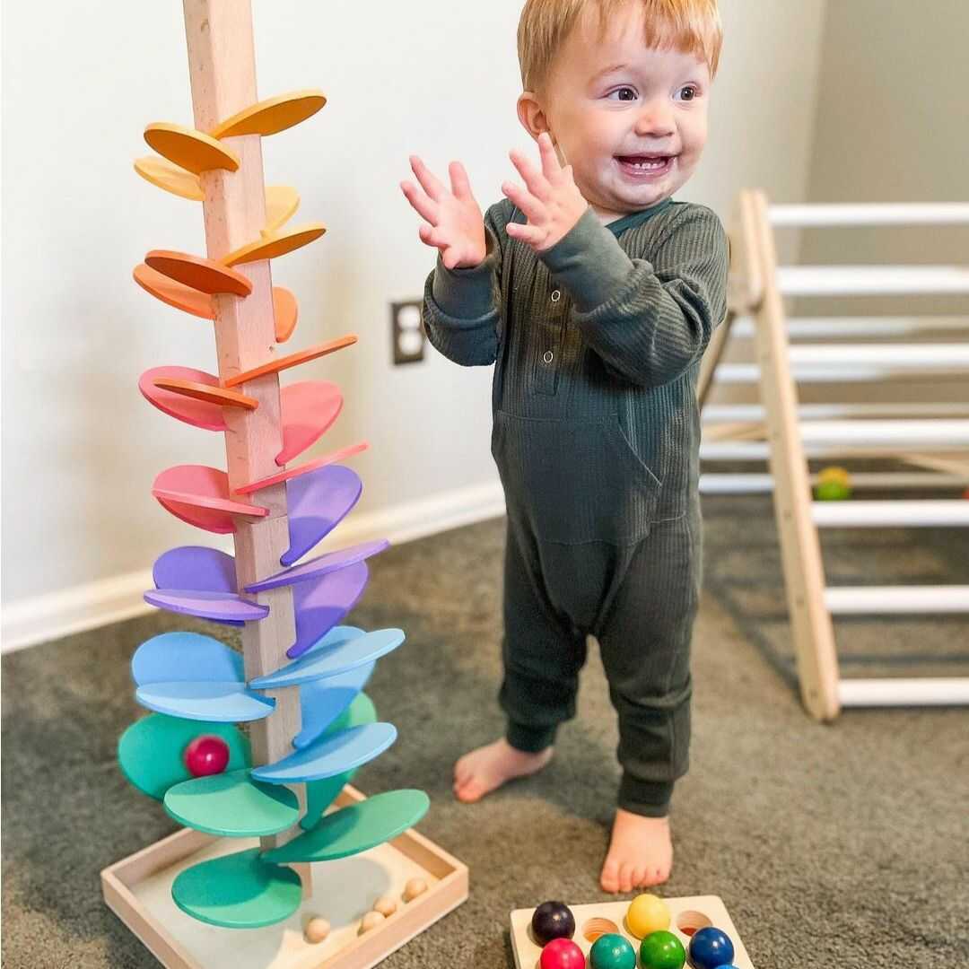 Wooden Marble Run Tower – Enhances Creativity & Fine Motor Skills