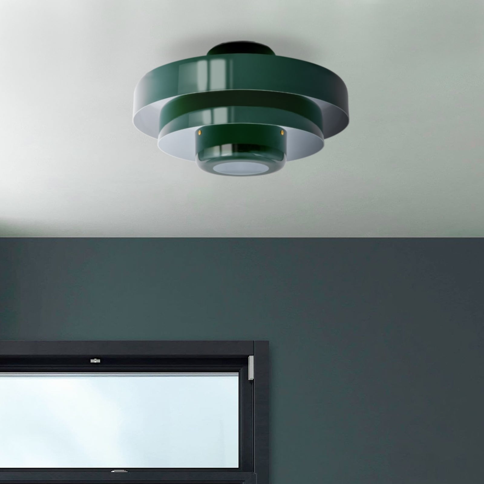 Mid-Century Modern Iron Flush Mount Ceiling Light with Tiered Geometric Design