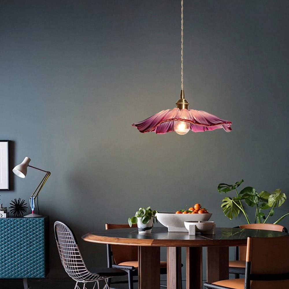 Vintage Glass Flower Pendant Light – Retro Fluted Shade for Dining Room Ceiling Decor