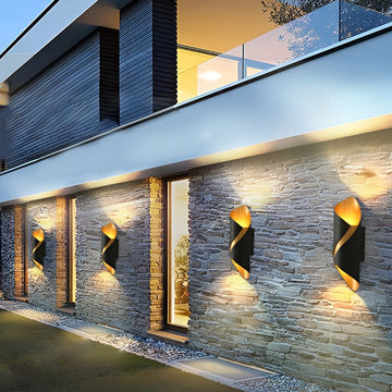 Modern Outdoor Wall Light – Weatherproof LED Sconce with Twisted Minimalist Design