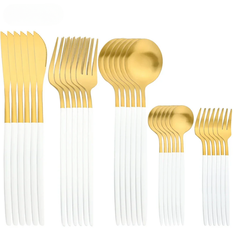 Cutlery Set | Stainless Steel | Gold Finish & Sleek Handles | Upscale Dining