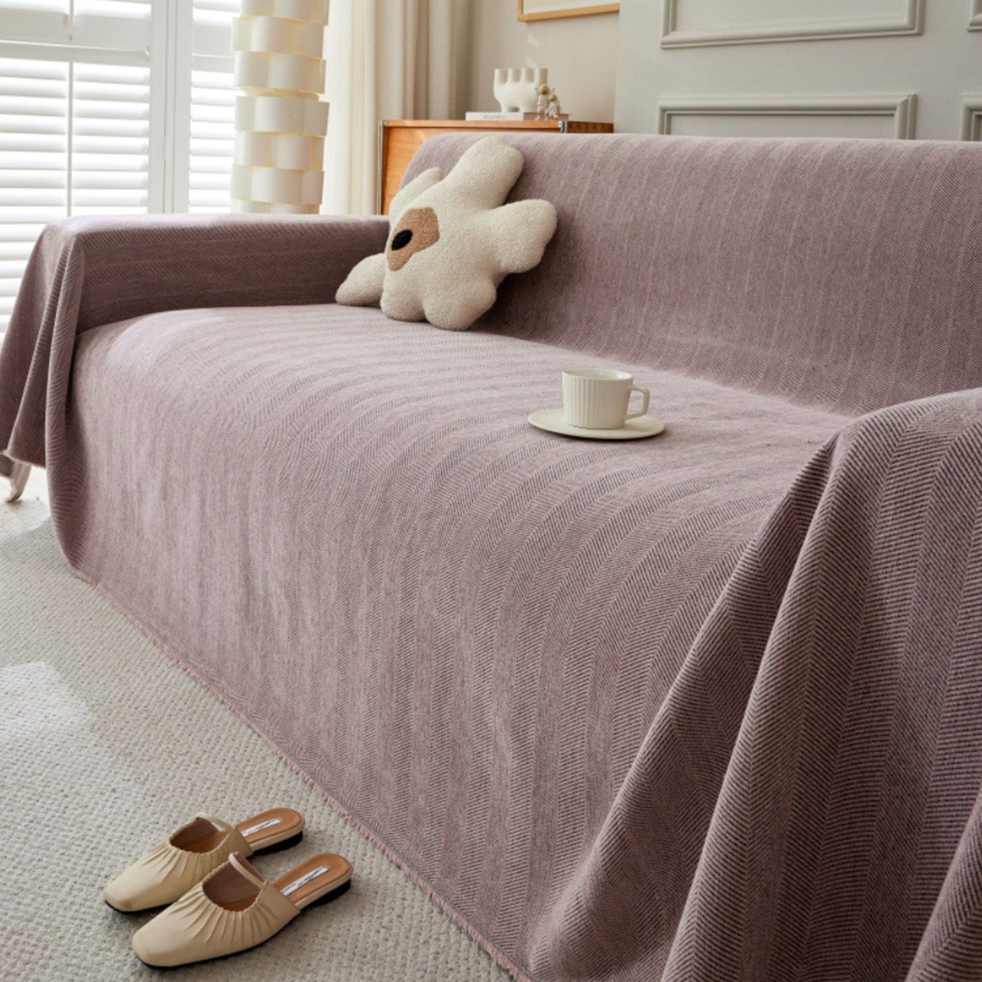 Sofa Cover | Microfiber | Herringbone Pattern | Living Room Protector