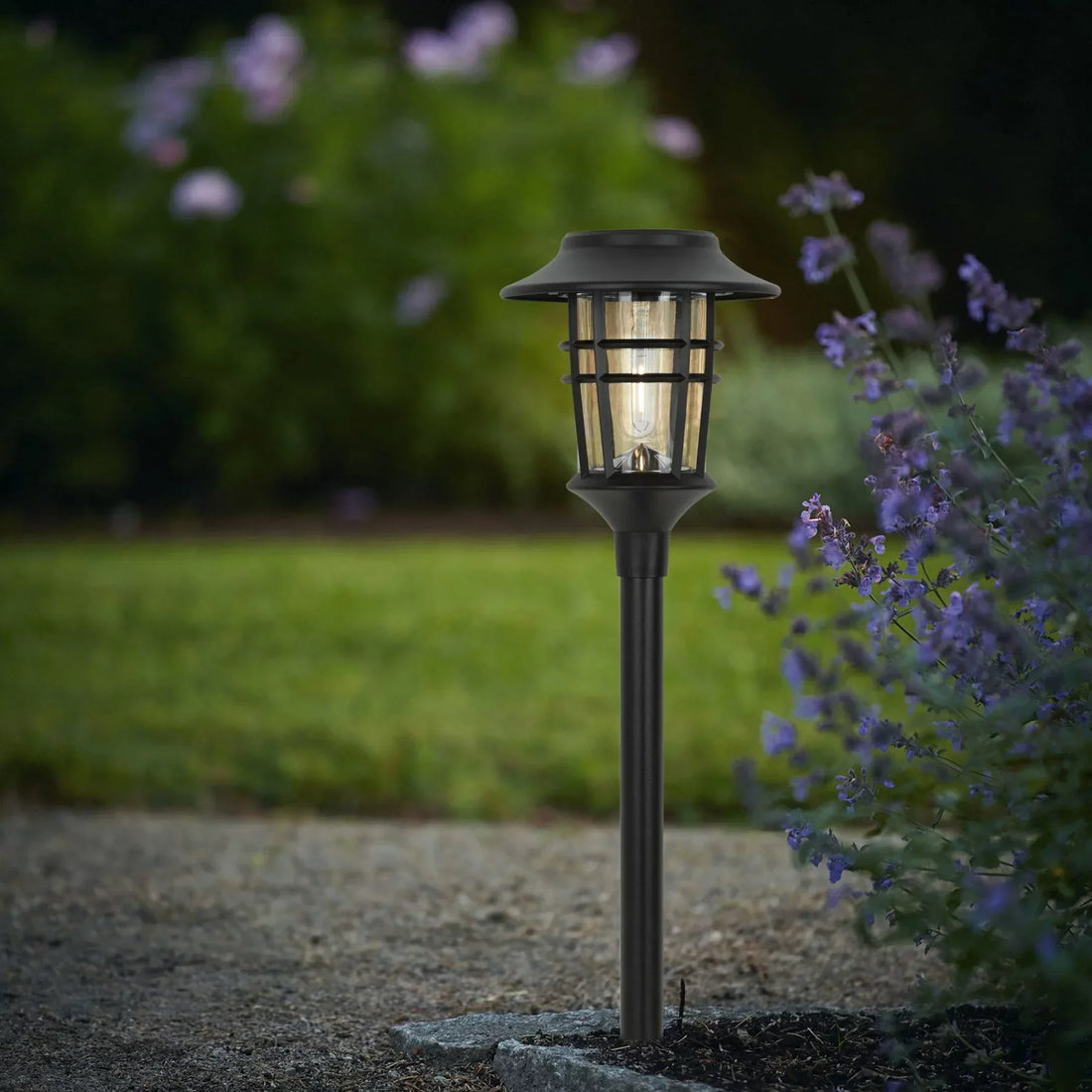 Outdoor Solar Floor Lamp | Stainless Steel & Glass | Weatherproof Lantern Style | Garden Path
