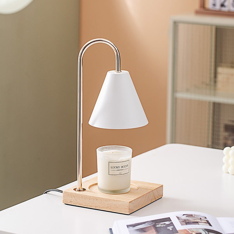 Table Lamp | Wood & Metal | Conical Shade, Solid Wood Base | Living Room Accent
