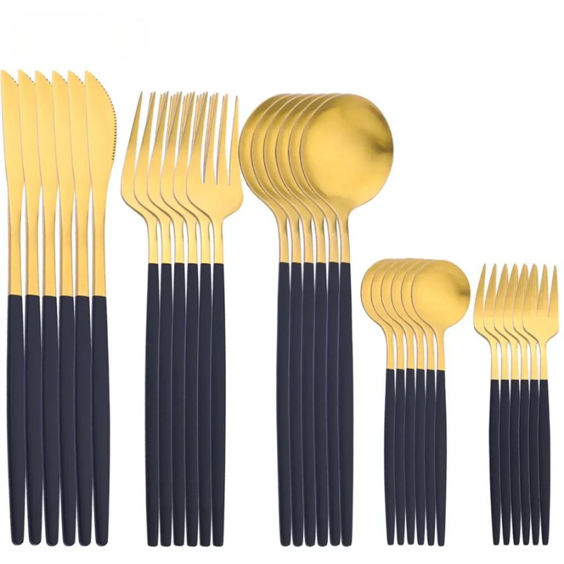 Cutlery Set | Stainless Steel | Gold Finish & Sleek Handles | Upscale Dining