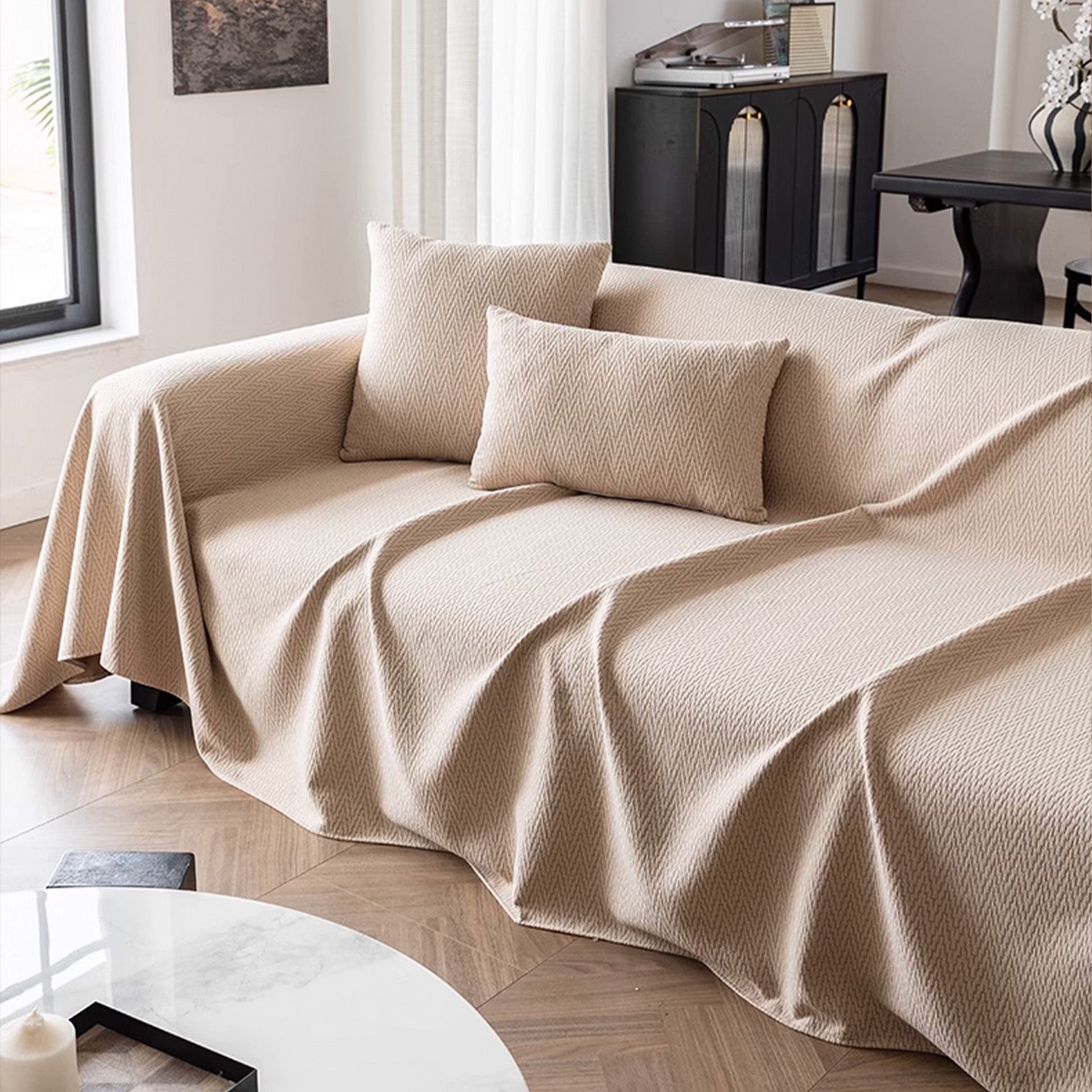 Sofa Cover | Cotton | Textured Pattern & Durable Fabric | Living Room Enhancement