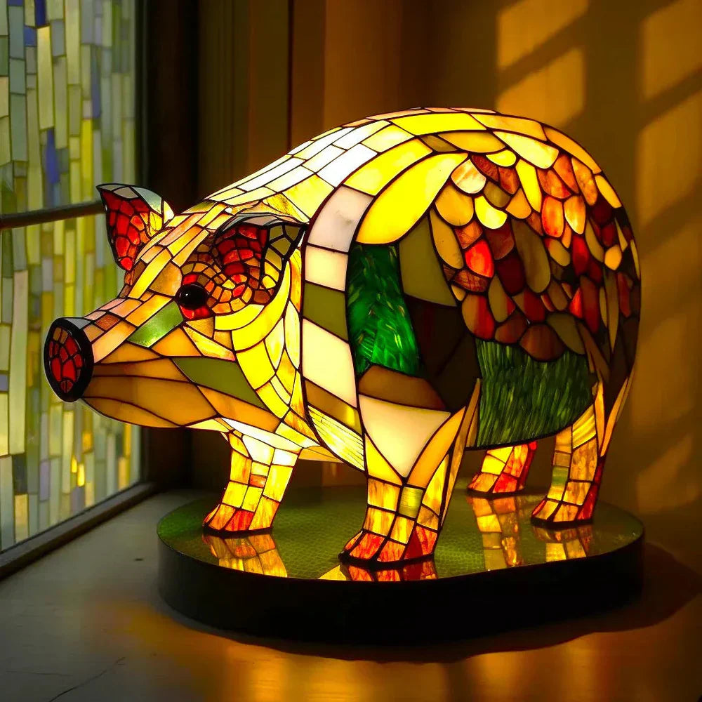 Table Lamp | Stained Glass | Animal Shape Art Nouveau | Living Room Accent