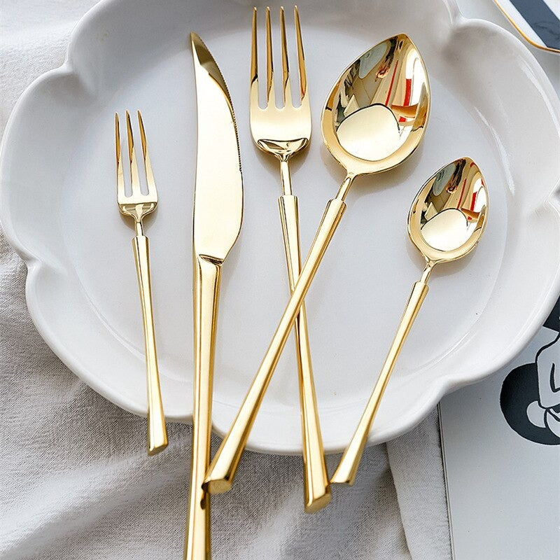 Decorative Cutlery Set | Gold-Plated Stainless Steel | Brilliant Mirror Finish | Upscale Dining