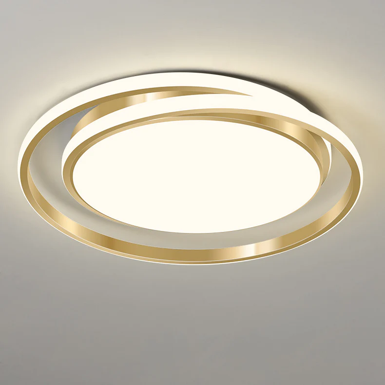 Ceiling Light | Brushed Gold Iron & Acrylic | Circular LED Design | Living Room