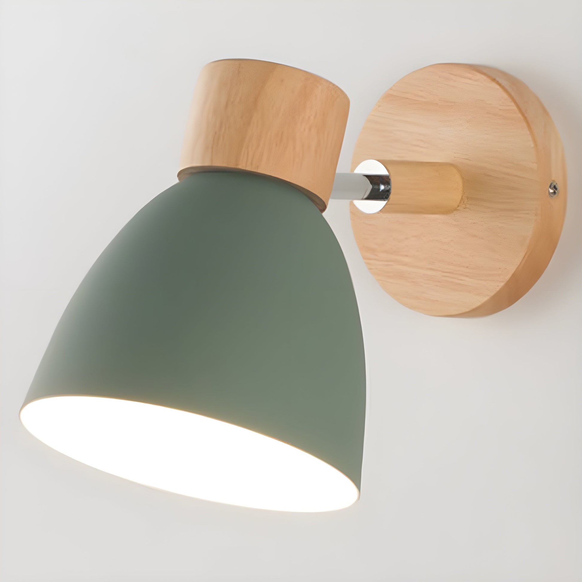 Wall Lamp | Natural Wood & White Matte Finish | Adjustable Shade | Living Room Accent