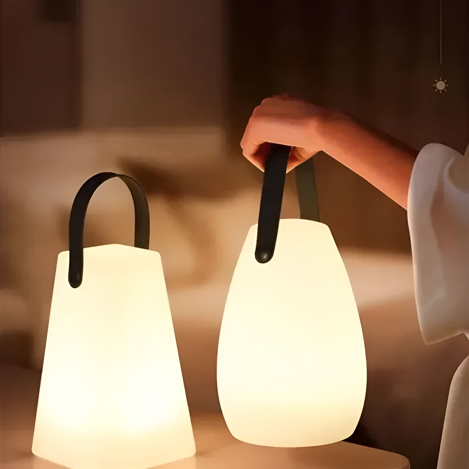 Table Lamp | Frosted Glass & Brushed Metal | Wireless Dimmable LED | Indoor Outdoor Ambient Lighting