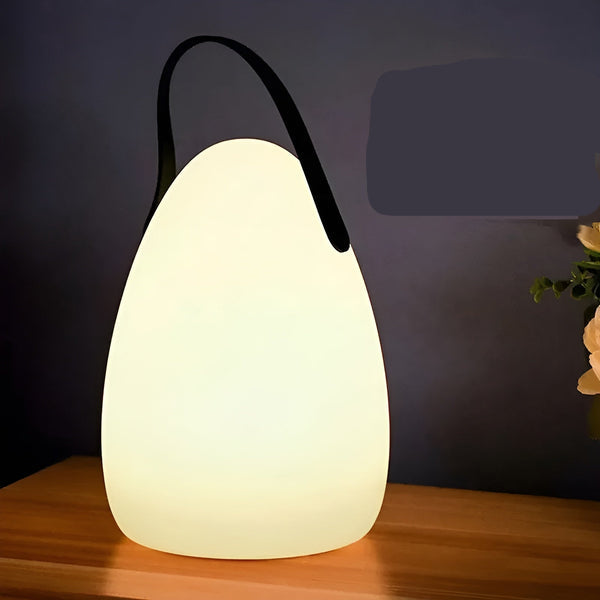 Table Lamp | Frosted Glass & Brushed Metal | Wireless Dimmable LED | Indoor Outdoor Ambient Lighting