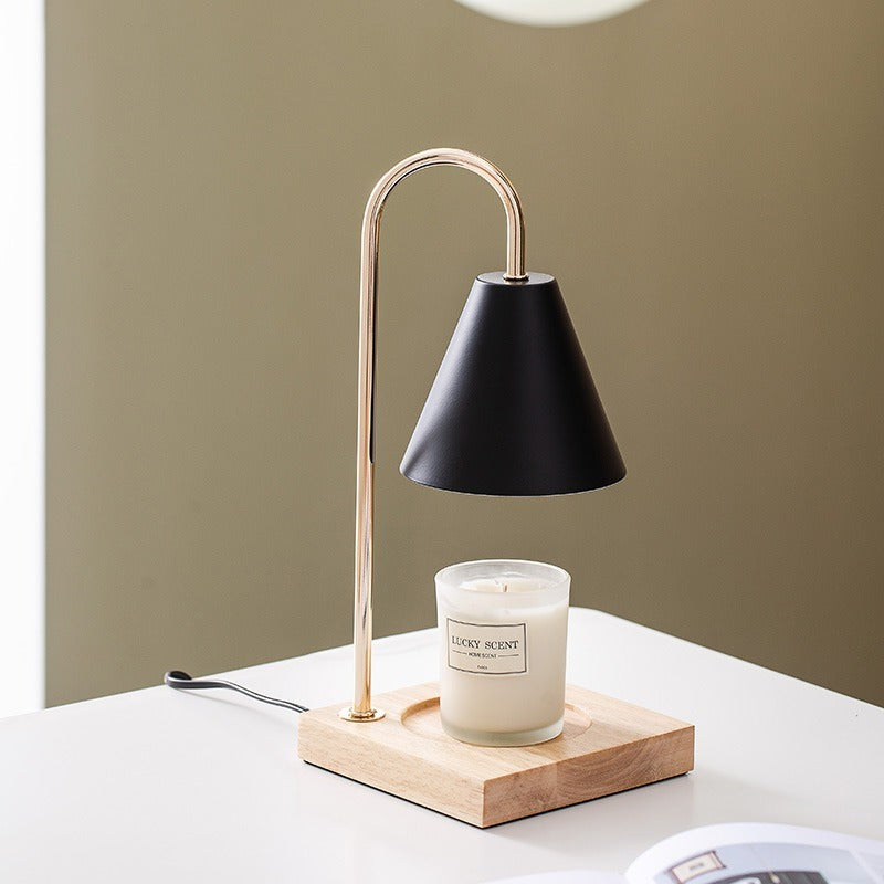Table Lamp | Wood & Metal | Conical Shade, Solid Wood Base | Living Room Accent