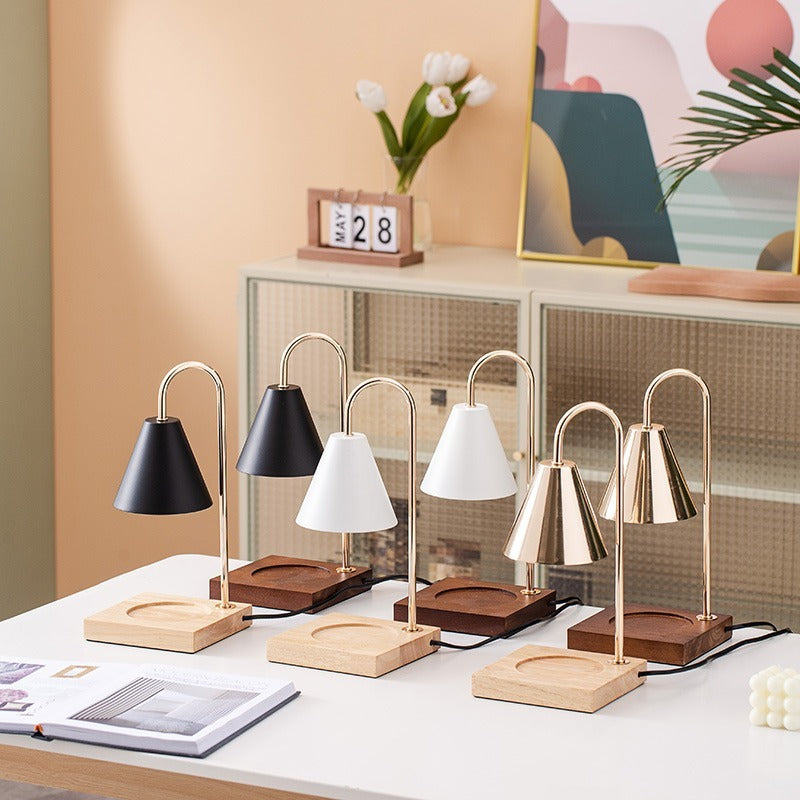 Table Lamp | Wood & Metal | Conical Shade, Solid Wood Base | Living Room Accent