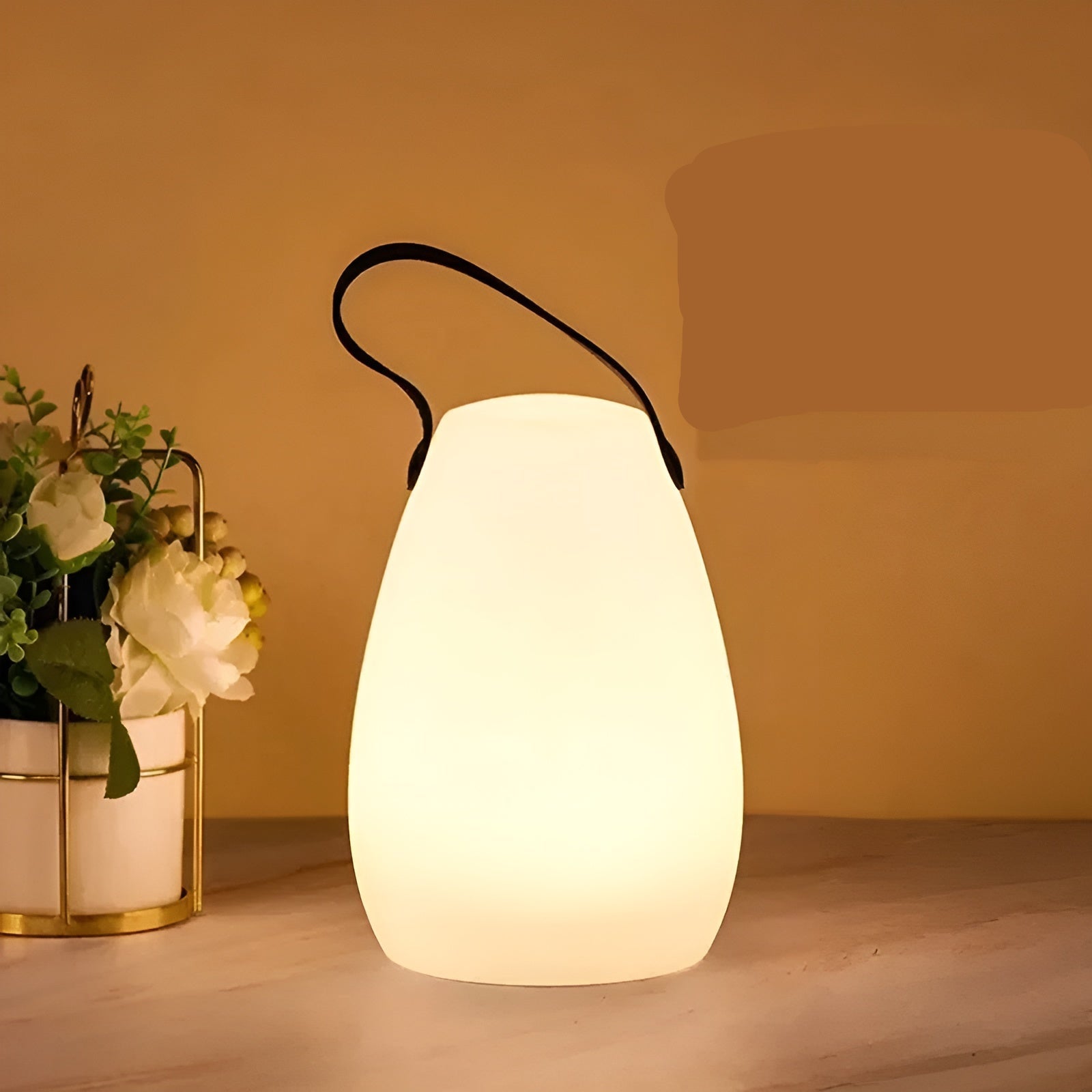 Table Lamp | Frosted Glass & Brushed Metal | Wireless Dimmable LED | Indoor Outdoor Ambient Lighting
