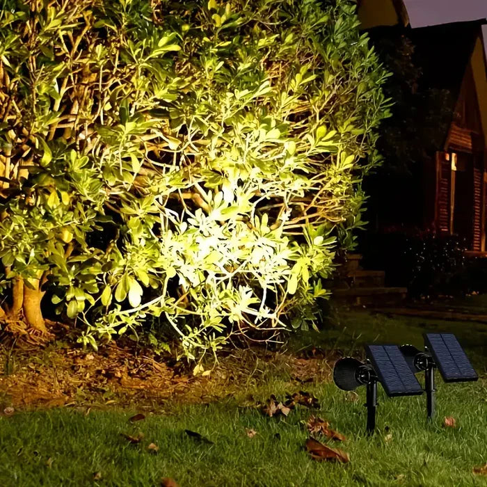 Solar Spot Light | Black Plastic & Solar Panel | Weather-Resistant & Adjustable Angle | Garden Enhancement