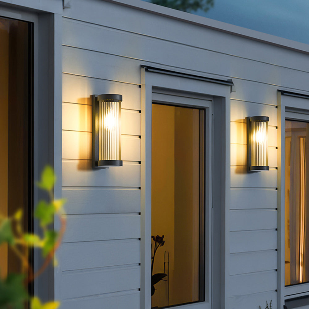 Wall Lamp | Metal & Glass | Solar Powered Cylindrical | Outdoor Use